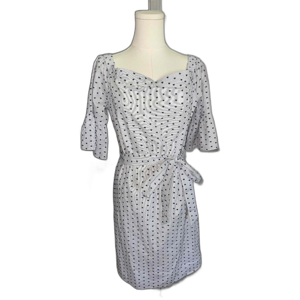 Banana Republic White and Black Polka Dot Midi Dress